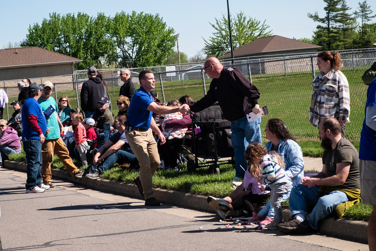 Wakarusa 2026 Maple Syrup Festival Parade - Culp for Sheriff, Elkhart County - Mike Shaking Hands